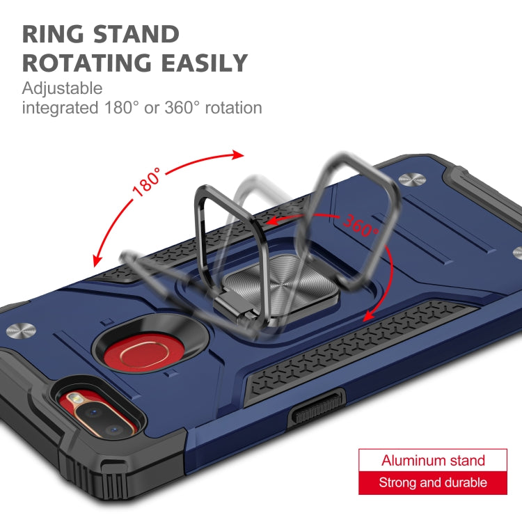 For OPPO A5s & A7 Magnetic Armor Shockproof TPU + PC Phone Case with Metal Ring Holder