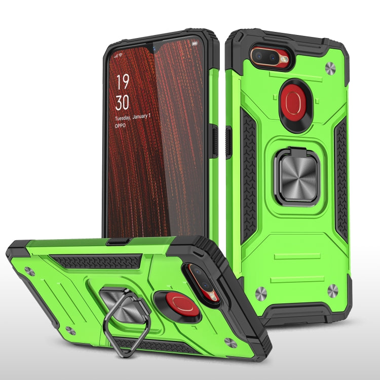 For OPPO A5s & A7 Magnetic Armor Shockproof TPU + PC Phone Case with Metal Ring Holder