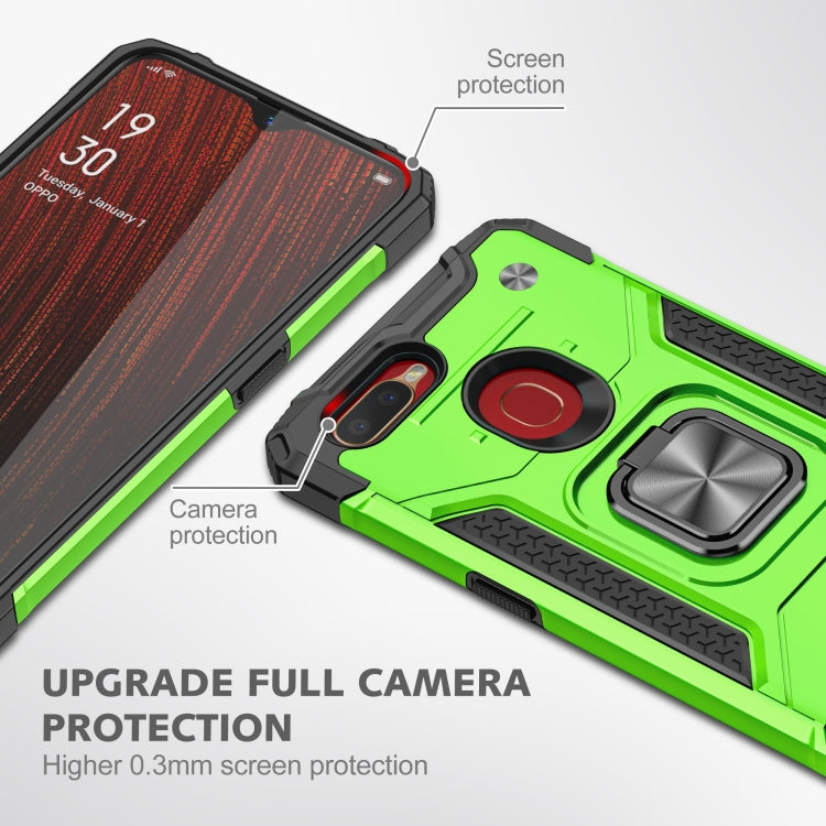 For OPPO A5s & A7 Magnetic Armor Shockproof TPU + PC Phone Case with Metal Ring Holder