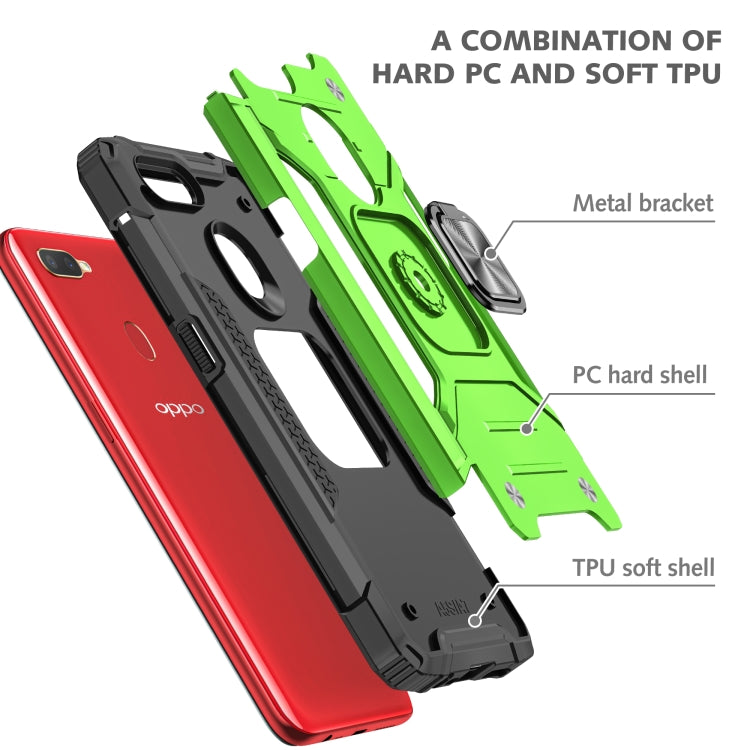 For OPPO A5s & A7 Magnetic Armor Shockproof TPU + PC Phone Case with Metal Ring Holder