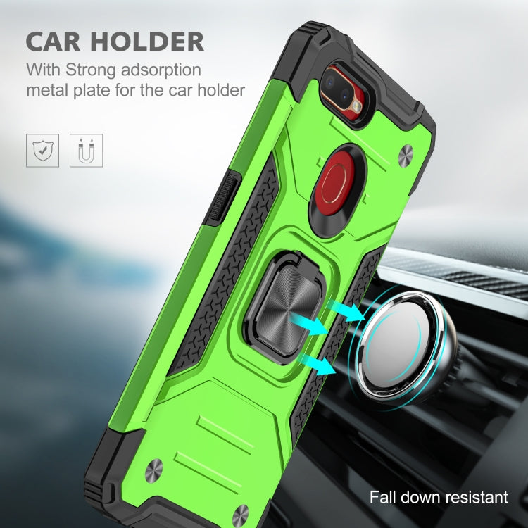 For OPPO A5s & A7 Magnetic Armor Shockproof TPU + PC Phone Case with Metal Ring Holder