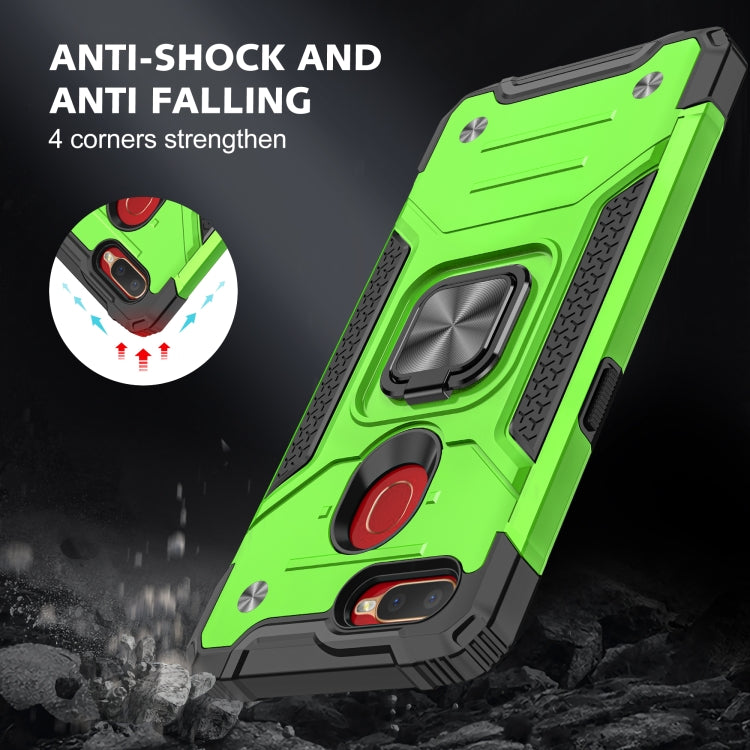 For OPPO A5s & A7 Magnetic Armor Shockproof TPU + PC Phone Case with Metal Ring Holder