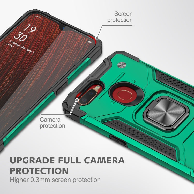 For OPPO A5s & A7 Magnetic Armor Shockproof TPU + PC Phone Case with Metal Ring Holder