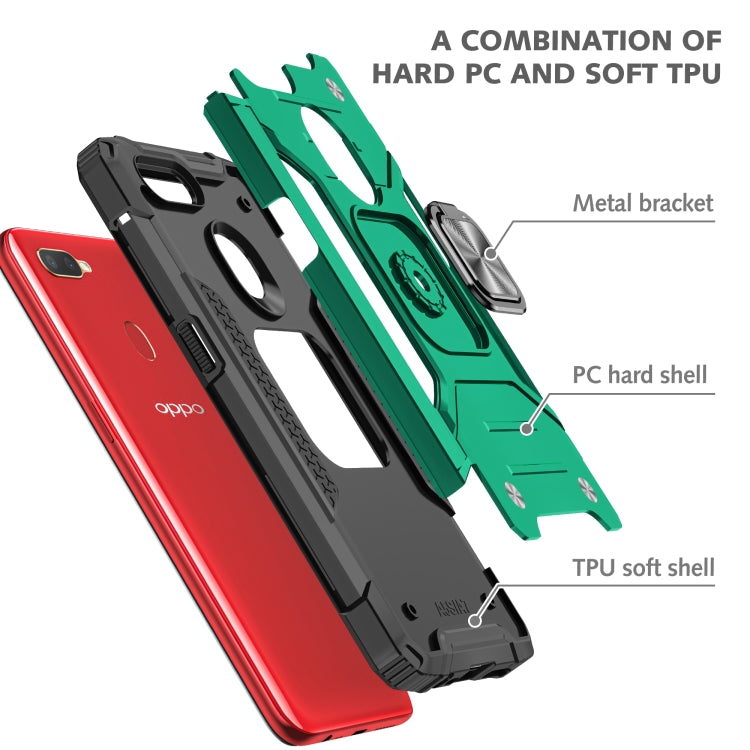 For OPPO A5s & A7 Magnetic Armor Shockproof TPU + PC Phone Case with Metal Ring Holder
