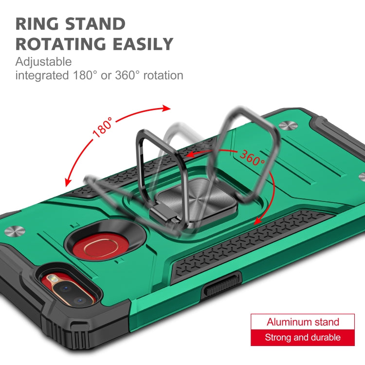 For OPPO A5s & A7 Magnetic Armor Shockproof TPU + PC Phone Case with Metal Ring Holder