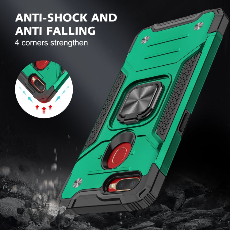 For OPPO A5s & A7 Magnetic Armor Shockproof TPU + PC Phone Case with Metal Ring Holder