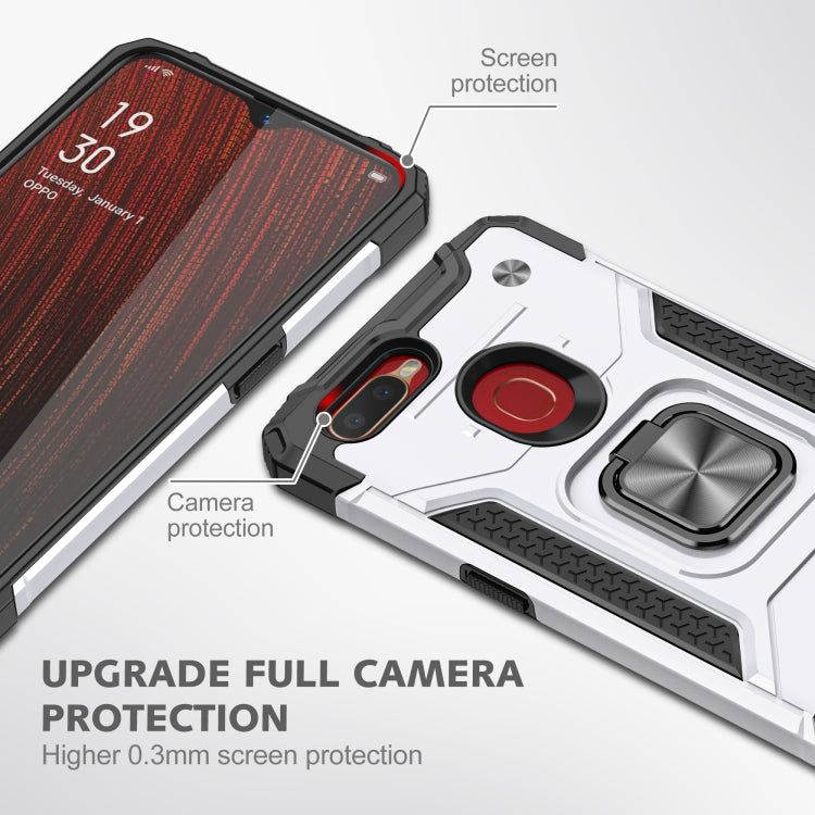 For OPPO A5s & A7 Magnetic Armor Shockproof TPU + PC Phone Case with Metal Ring Holder