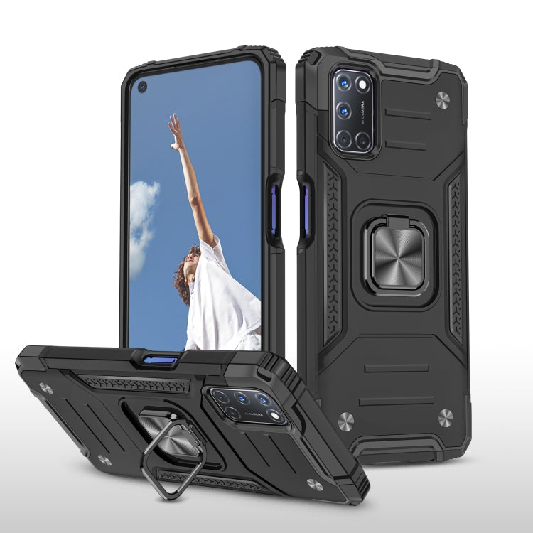 For OPPO A52 & A72 & A92 Magnetic Armor Shockproof TPU + PC Phone Case with Metal Ring Holder