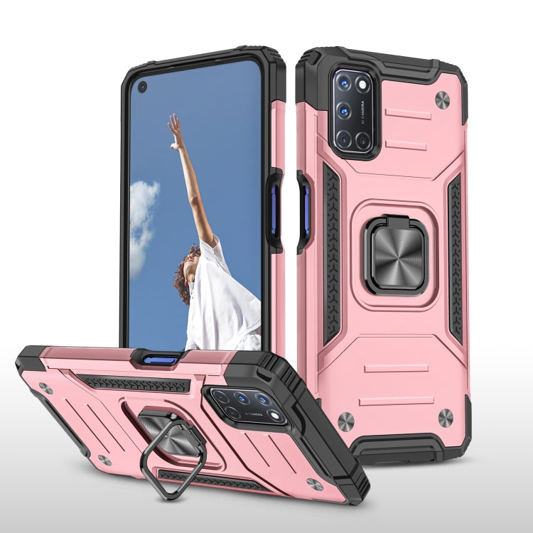 For OPPO A52 & A72 & A92 Magnetic Armor Shockproof TPU + PC Phone Case with Metal Ring Holder