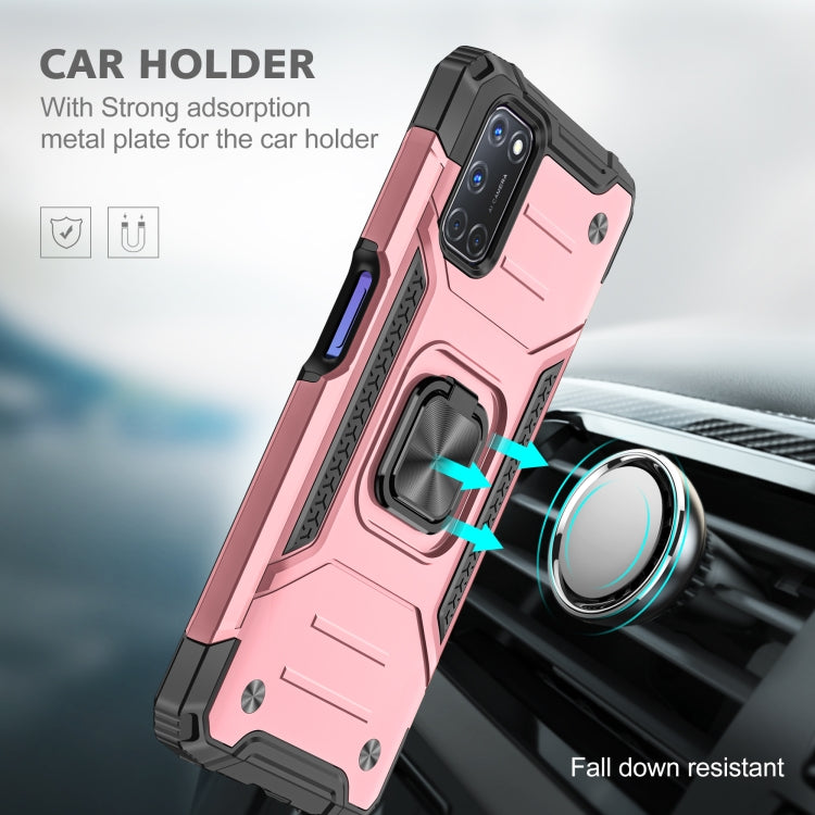 For OPPO A52 & A72 & A92 Magnetic Armor Shockproof TPU + PC Phone Case with Metal Ring Holder