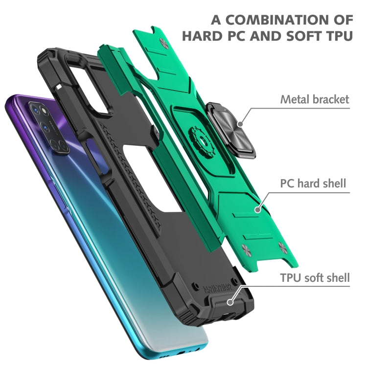 For OPPO A52 & A72 & A92 Magnetic Armor Shockproof TPU + PC Phone Case with Metal Ring Holder