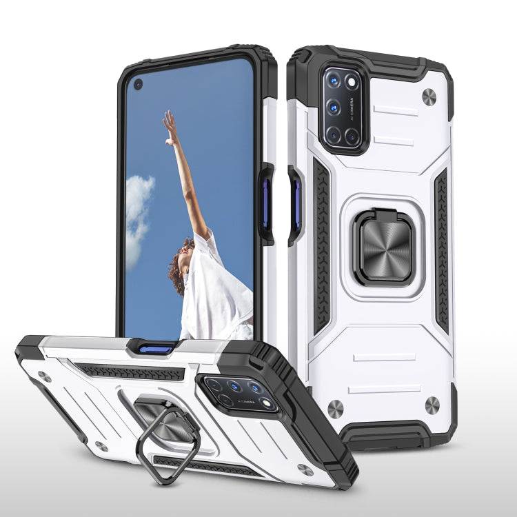 For OPPO A52 & A72 & A92 Magnetic Armor Shockproof TPU + PC Phone Case with Metal Ring Holder