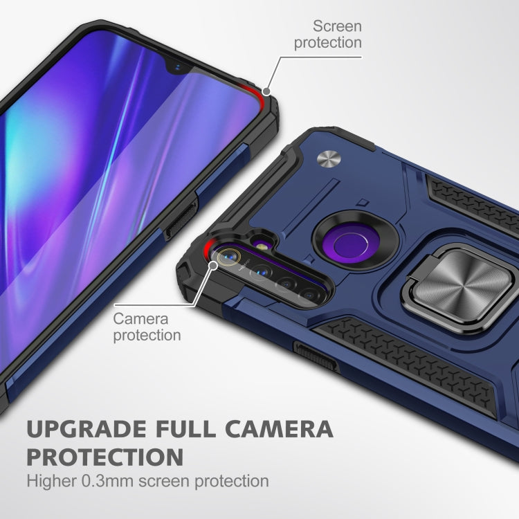 For OPPO Realme 5 Magnetic Armor Shockproof TPU + PC Phone Case with Metal Ring Holder