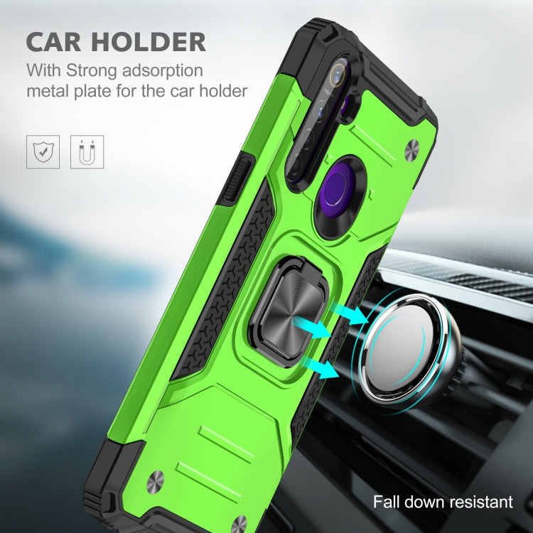 For OPPO Realme 5 Magnetic Armor Shockproof TPU + PC Phone Case with Metal Ring Holder