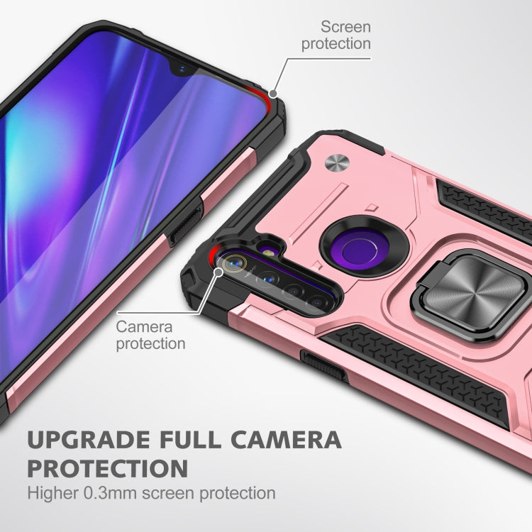 For OPPO Realme 5 Magnetic Armor Shockproof TPU + PC Phone Case with Metal Ring Holder