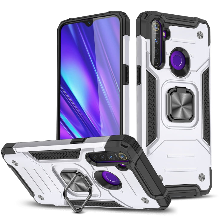 For OPPO Realme 5 Magnetic Armor Shockproof TPU + PC Phone Case with Metal Ring Holder