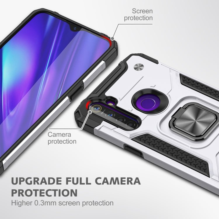 For OPPO Realme 5 Magnetic Armor Shockproof TPU + PC Phone Case with Metal Ring Holder