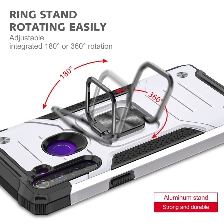 For OPPO Realme 5 Magnetic Armor Shockproof TPU + PC Phone Case with Metal Ring Holder