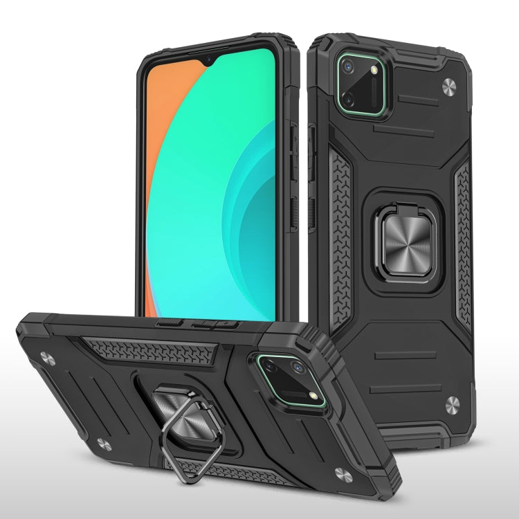 For OPPO Realme C11 Magnetic Armor Shockproof TPU + PC Phone Case with Metal Ring Holder