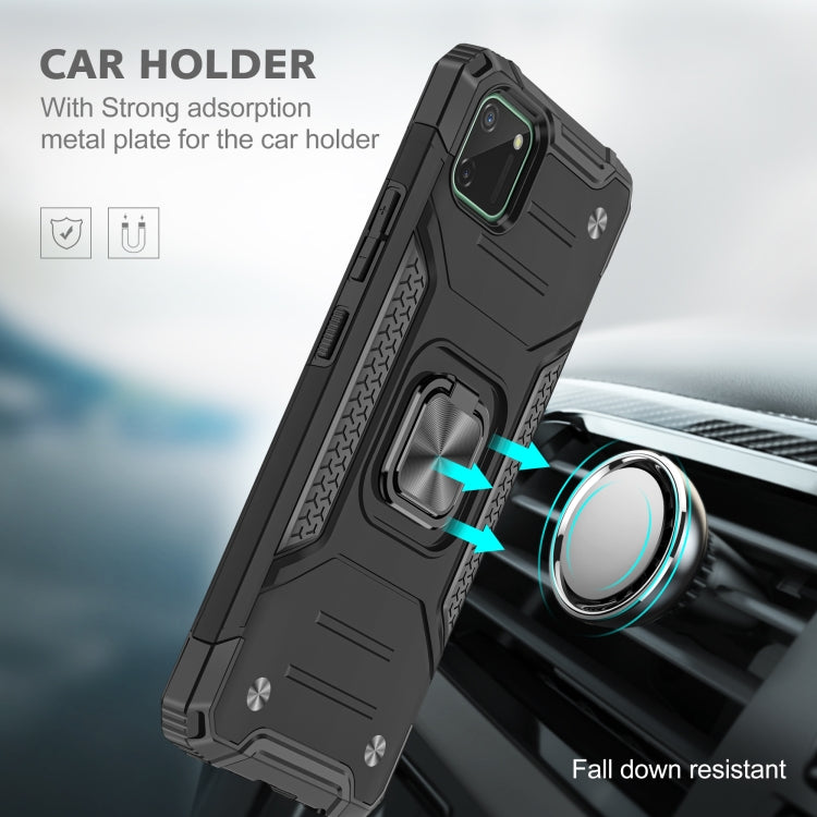 For OPPO Realme C11 Magnetic Armor Shockproof TPU + PC Phone Case with Metal Ring Holder