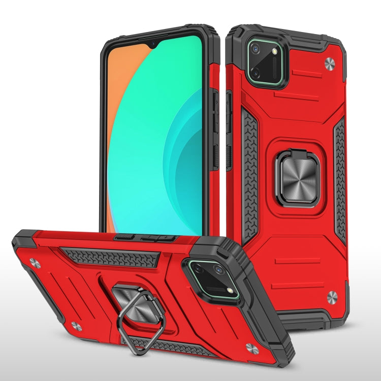 For OPPO Realme C11 Magnetic Armor Shockproof TPU + PC Phone Case with Metal Ring Holder