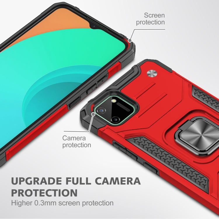 For OPPO Realme C11 Magnetic Armor Shockproof TPU + PC Phone Case with Metal Ring Holder