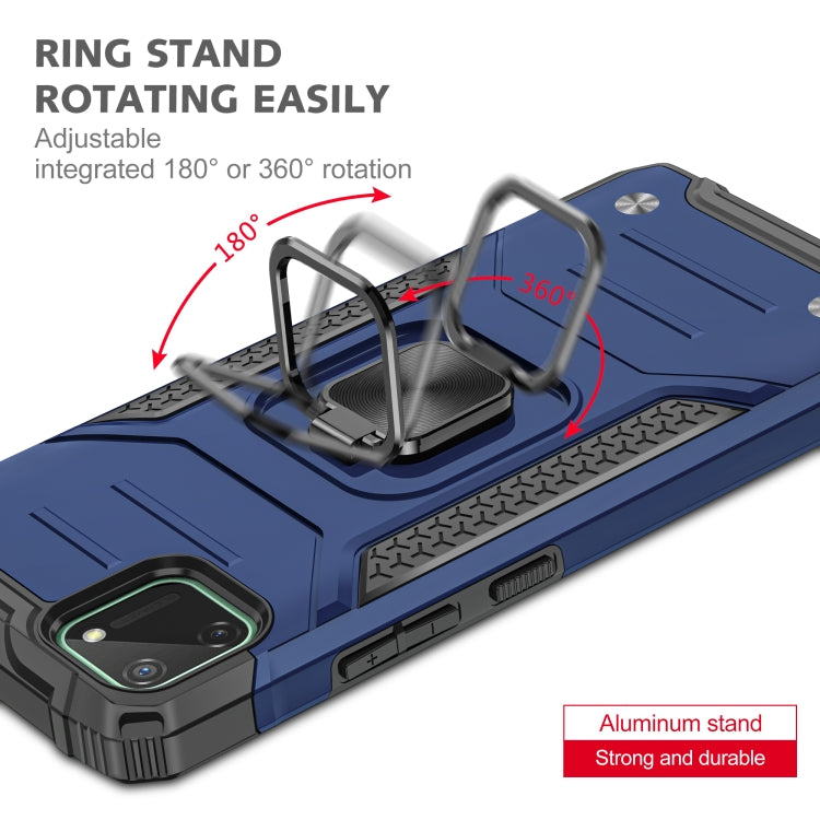 For OPPO Realme C11 Magnetic Armor Shockproof TPU + PC Phone Case with Metal Ring Holder