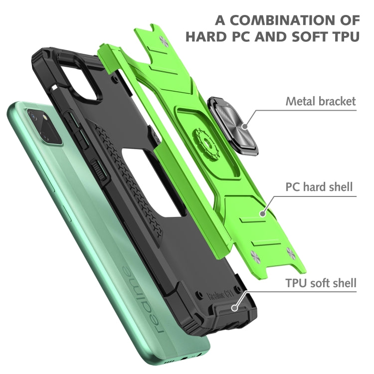 For OPPO Realme C11 Magnetic Armor Shockproof TPU + PC Phone Case with Metal Ring Holder