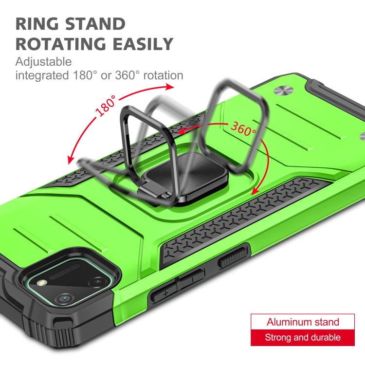 For OPPO Realme C11 Magnetic Armor Shockproof TPU + PC Phone Case with Metal Ring Holder