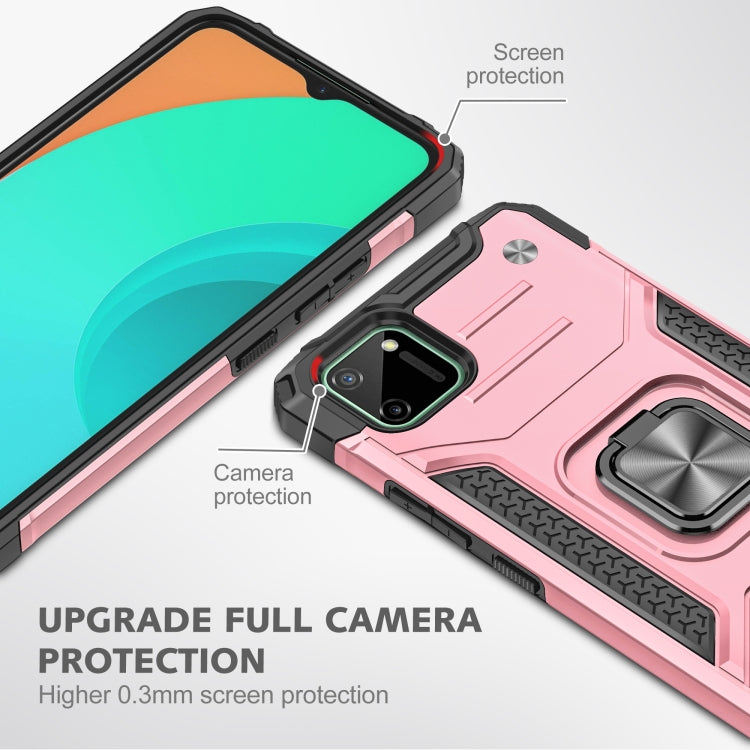 For OPPO Realme C11 Magnetic Armor Shockproof TPU + PC Phone Case with Metal Ring Holder