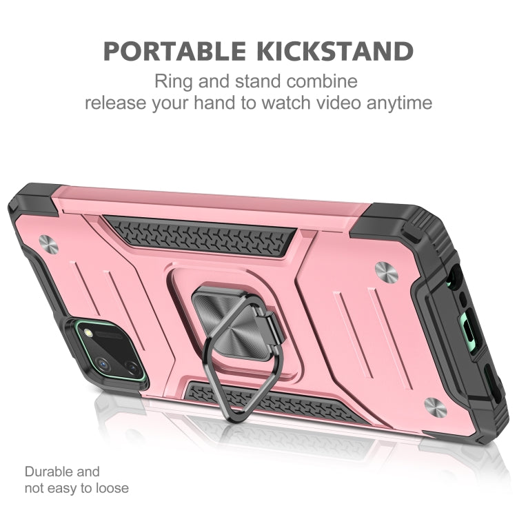 For OPPO Realme C11 Magnetic Armor Shockproof TPU + PC Phone Case with Metal Ring Holder