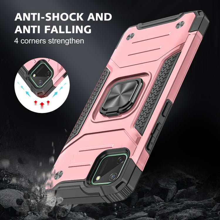 For OPPO Realme C11 Magnetic Armor Shockproof TPU + PC Phone Case with Metal Ring Holder