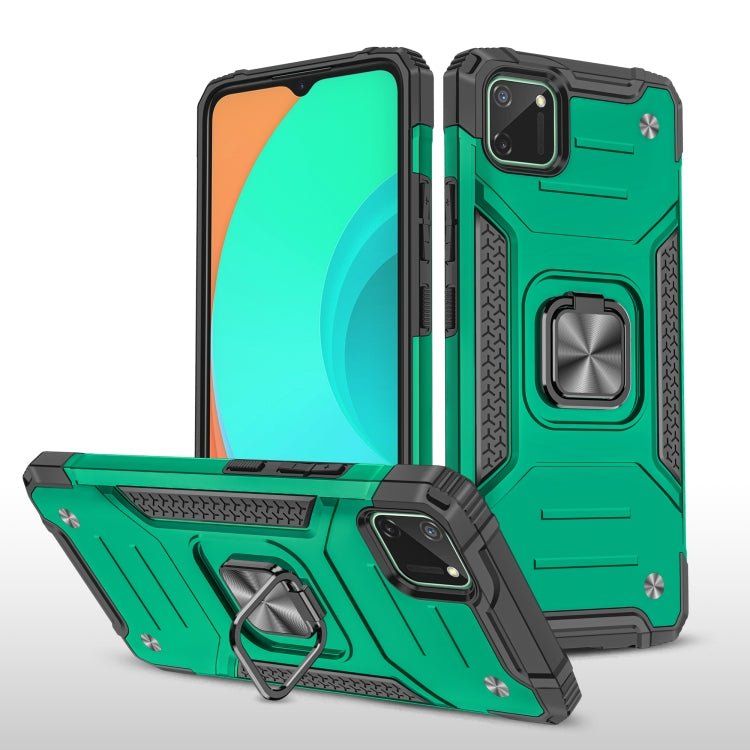 For OPPO Realme C11 Magnetic Armor Shockproof TPU + PC Phone Case with Metal Ring Holder