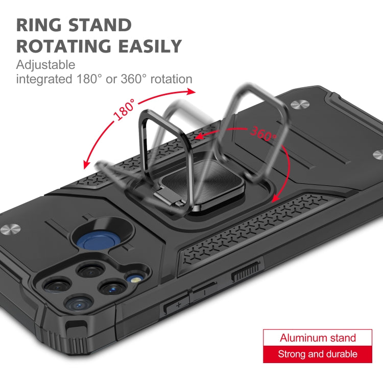 For OPPO Realme C15 Magnetic Armor Shockproof TPU + PC Phone Case with Metal Ring Holder