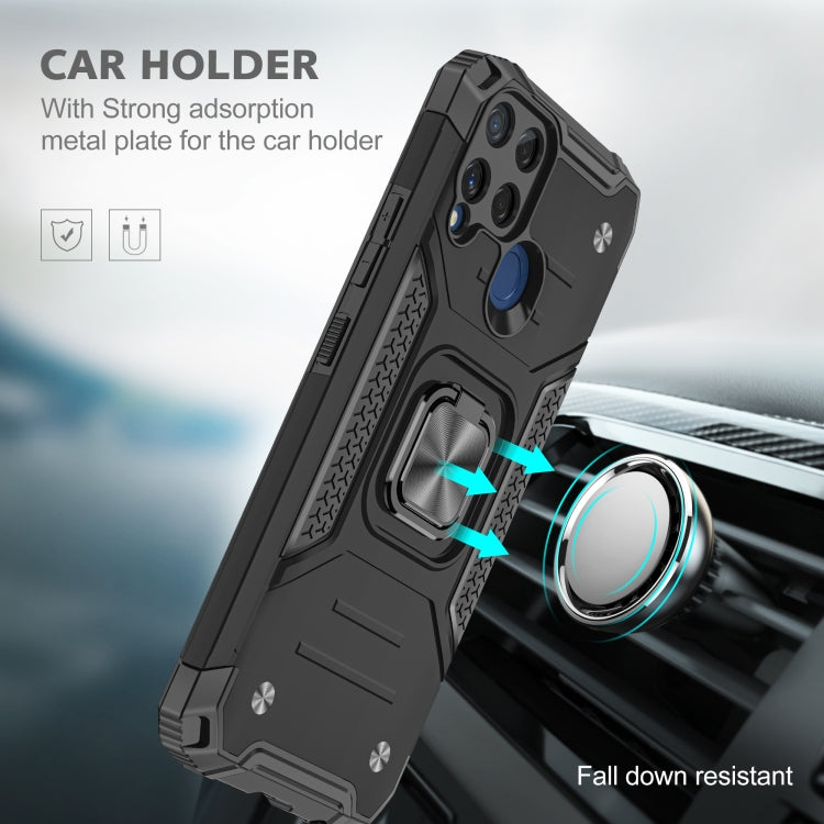 For OPPO Realme C15 Magnetic Armor Shockproof TPU + PC Phone Case with Metal Ring Holder
