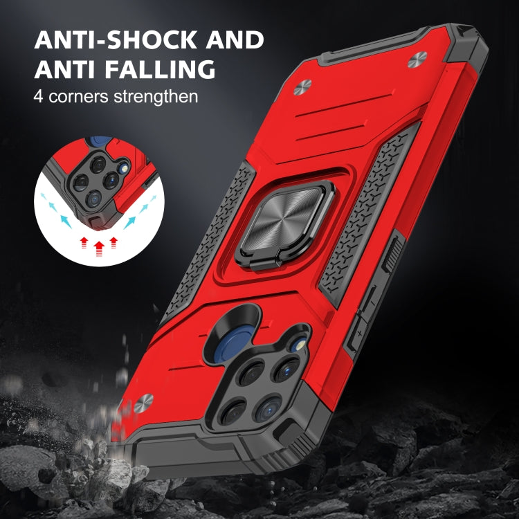 For OPPO Realme C15 Magnetic Armor Shockproof TPU + PC Phone Case with Metal Ring Holder