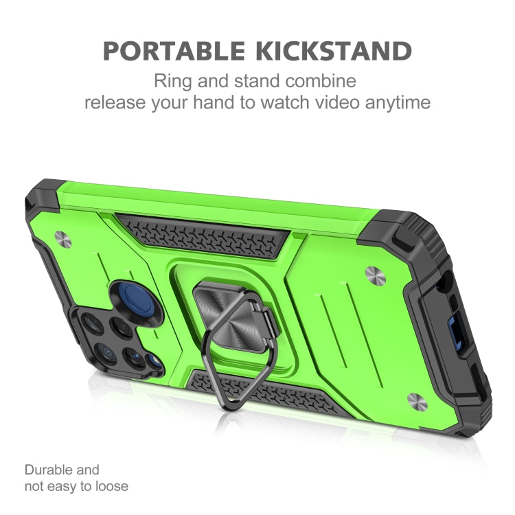 For OPPO Realme C15 Magnetic Armor Shockproof TPU + PC Phone Case with Metal Ring Holder