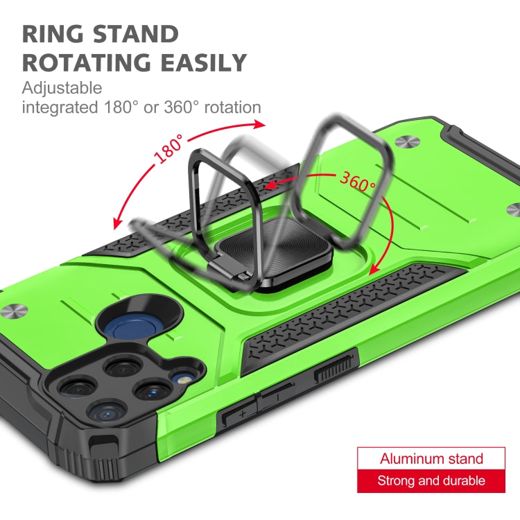 For OPPO Realme C15 Magnetic Armor Shockproof TPU + PC Phone Case with Metal Ring Holder