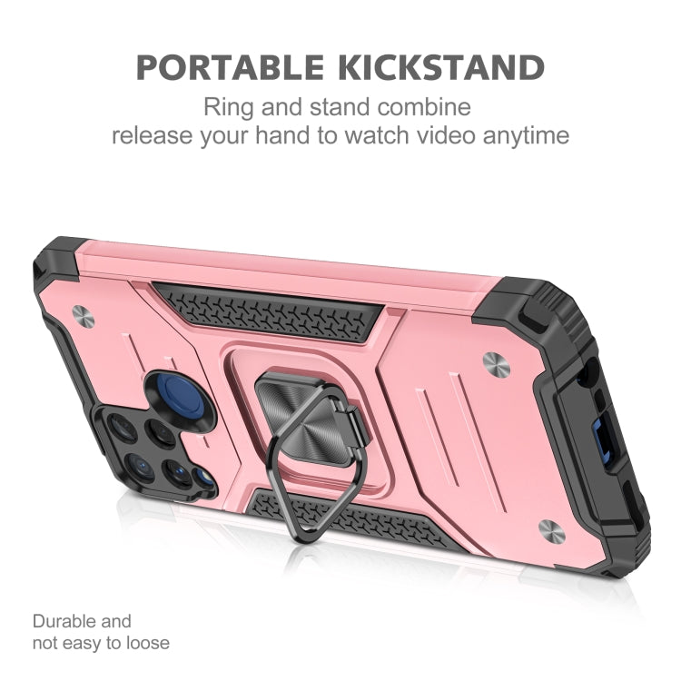 For OPPO Realme C15 Magnetic Armor Shockproof TPU + PC Phone Case with Metal Ring Holder