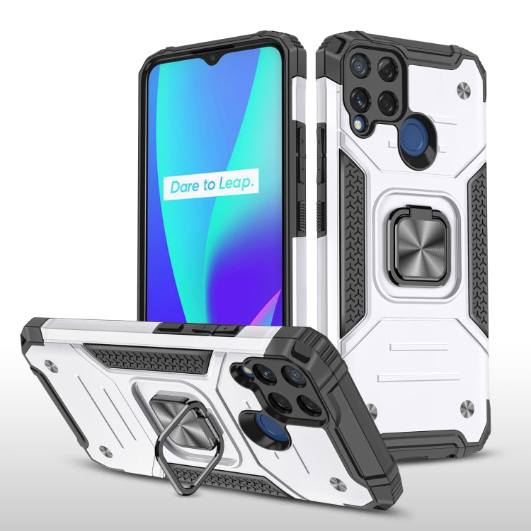 For OPPO Realme C15 Magnetic Armor Shockproof TPU + PC Phone Case with Metal Ring Holder
