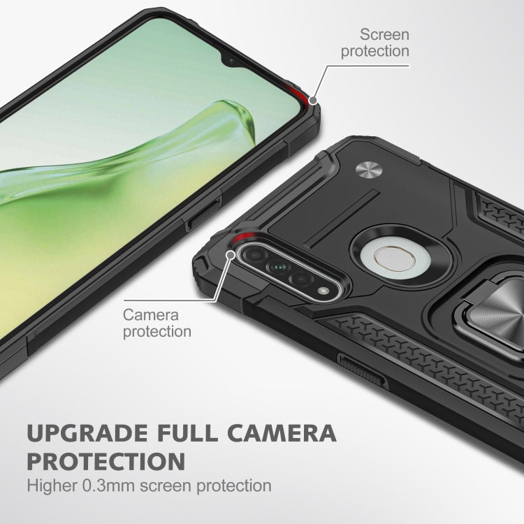For OPPO A31 Magnetic Armor Shockproof TPU + PC Phone Case with Metal Ring Holder