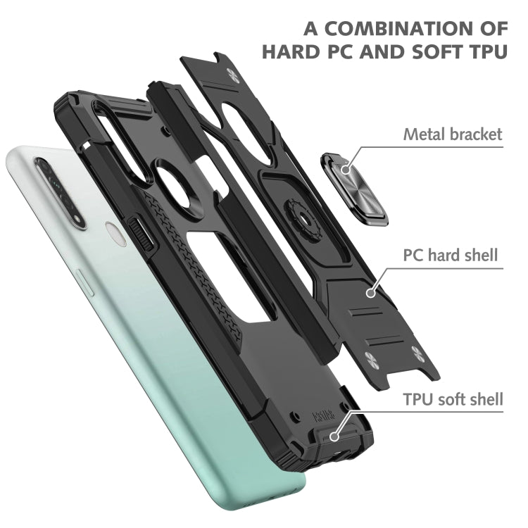 For OPPO A31 Magnetic Armor Shockproof TPU + PC Phone Case with Metal Ring Holder