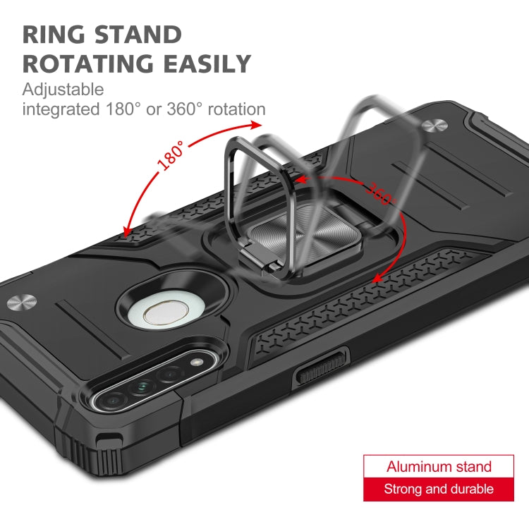 For OPPO A31 Magnetic Armor Shockproof TPU + PC Phone Case with Metal Ring Holder