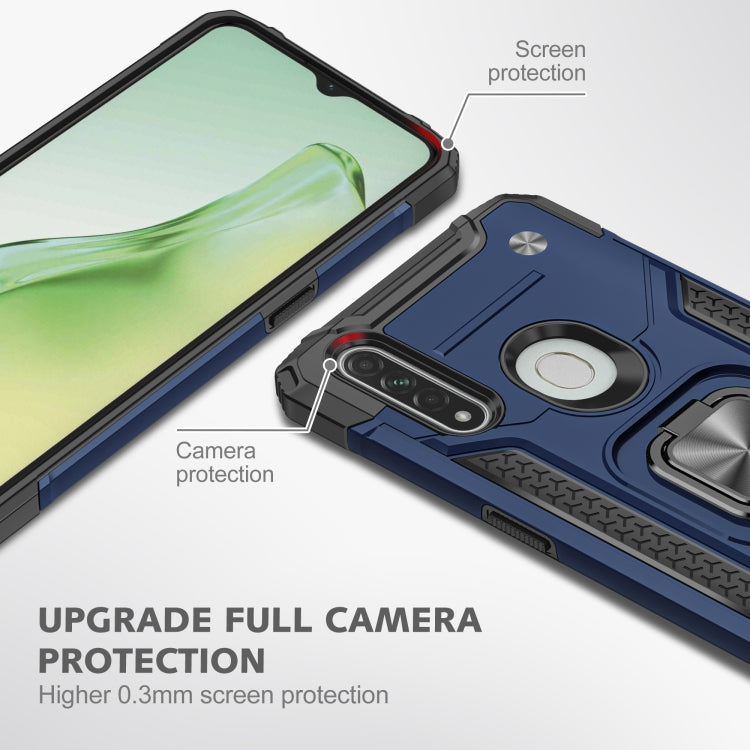 For OPPO A31 Magnetic Armor Shockproof TPU + PC Phone Case with Metal Ring Holder