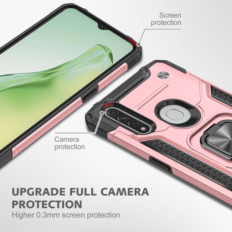 For OPPO A31 Magnetic Armor Shockproof TPU + PC Phone Case with Metal Ring Holder