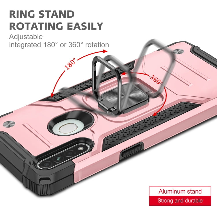 For OPPO A31 Magnetic Armor Shockproof TPU + PC Phone Case with Metal Ring Holder