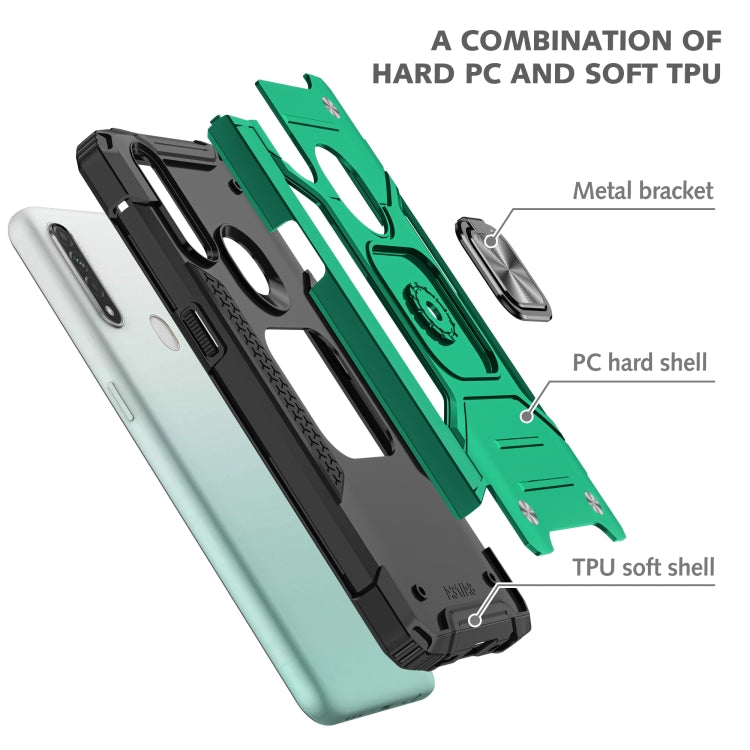 For OPPO A31 Magnetic Armor Shockproof TPU + PC Phone Case with Metal Ring Holder