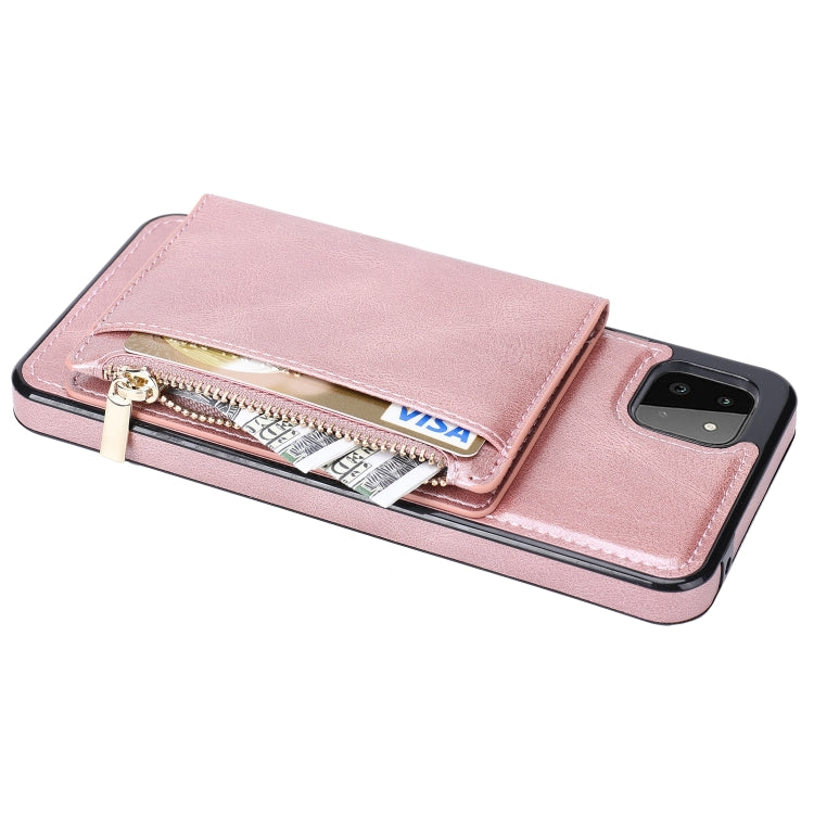 For Samsung Galaxy A22 Zipper Wallet Bag PU Back Cover Shockrpoof Phone Case with Holder & Card Slots & Wallet