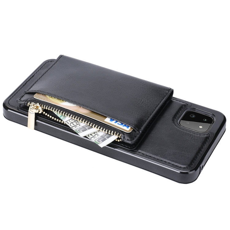 For Samsung Galaxy A22 Zipper Wallet Bag PU Back Cover Shockrpoof Phone Case with Holder & Card Slots & Wallet