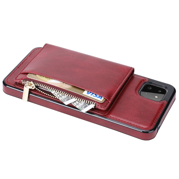 For Samsung Galaxy A22 Zipper Wallet Bag PU Back Cover Shockrpoof Phone Case with Holder & Card Slots & Wallet